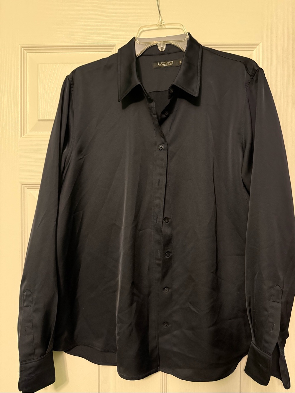 Ralph Lauren Navy/Black Satin Button-Down Shirt